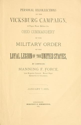 Cover for Personal recollections of the Vicksburg Campaign