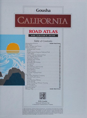 Cover for Gousha California Road Atlas and Visitor's Guide (Gousha State Atlases)