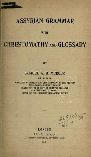Cover for Assyrian grammar with chrestomathy and glossary.