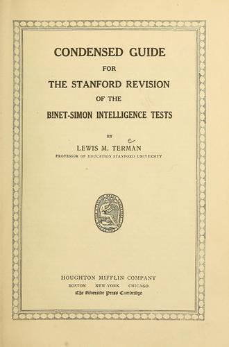 Cover for Condensed guide for the Stanford revision of the Binet-Simon intelligence tests