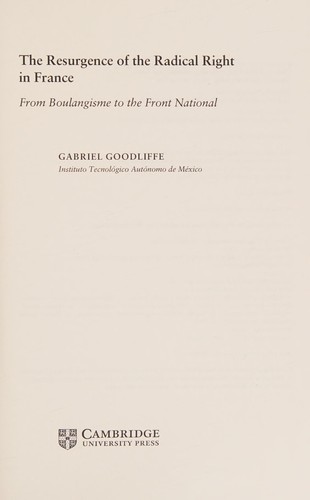Cover for The resurgence of the radical right in France