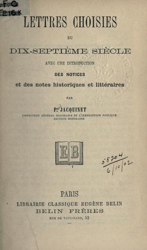 Cover for Lettres choisies du dix-septième siècle