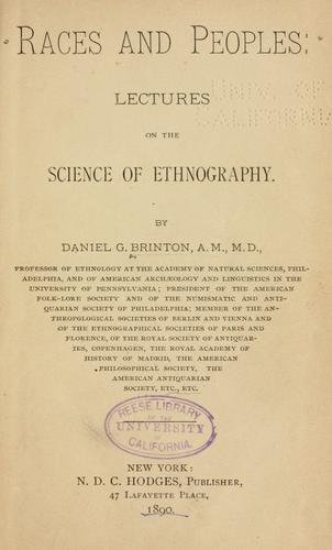 Cover for Races and peoples
