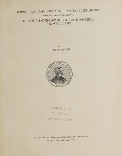 Cover for Cenozoic gravigrade edentates of western North America
