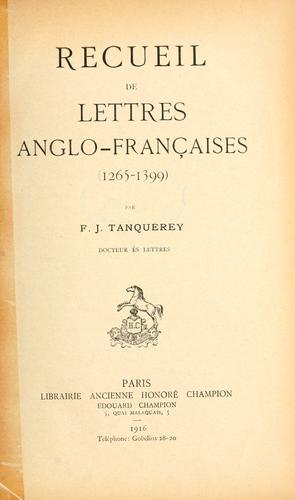 Cover for Recueil de lettres anglo-francaises, 1265-1399.