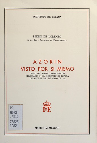 Cover for Azorín visto por sí mismo