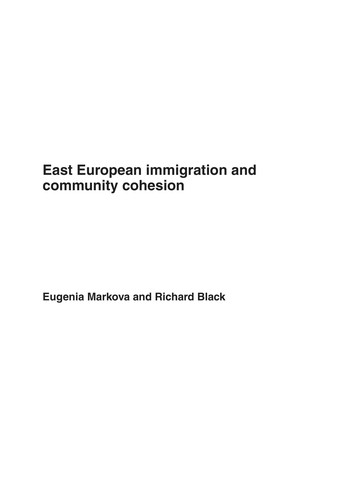 Cover for East European immigration and community cohesion
