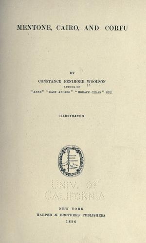 Cover for Mentone, Cairo and Corfu