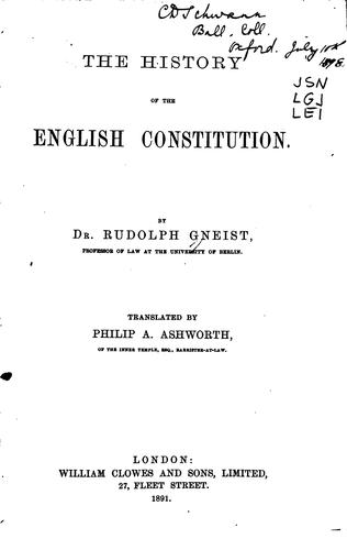 Cover for The History of the English Constitution