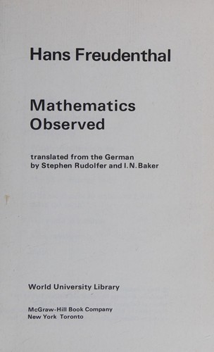 Cover for Mathematics observed.