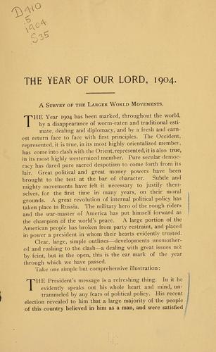 Cover for The year of our Lord, 1904