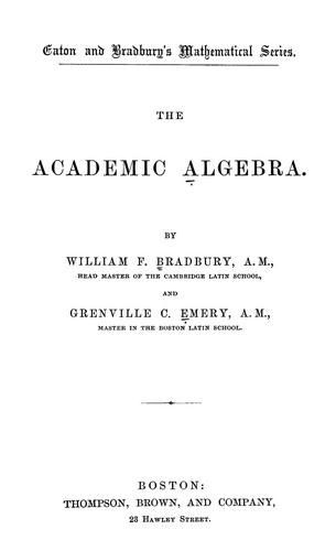 Cover for The academic algebra
