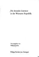 Cover for Die Deutsche Literatur in der Weimarer Republik