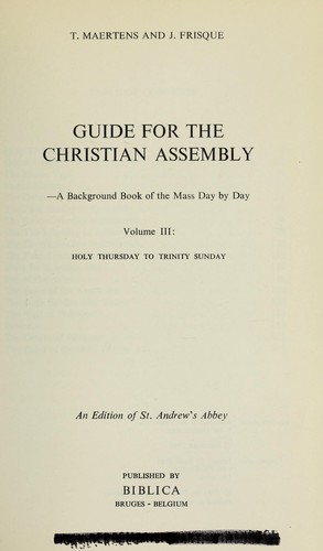 Cover for Guide for the Christian assembly