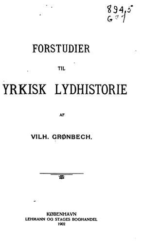 Cover for Forstudier til tyrkisk lydhistorie