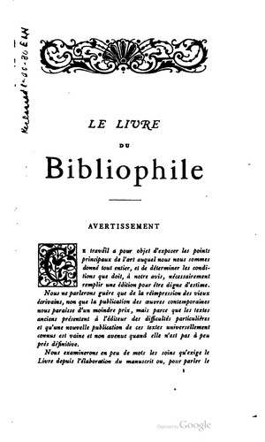 Cover for Le livre du bibliophile.