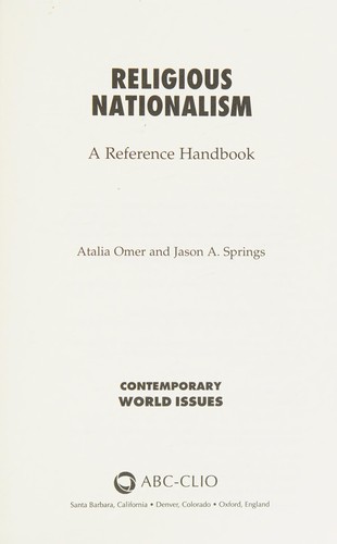 Cover for Religious nationalism
