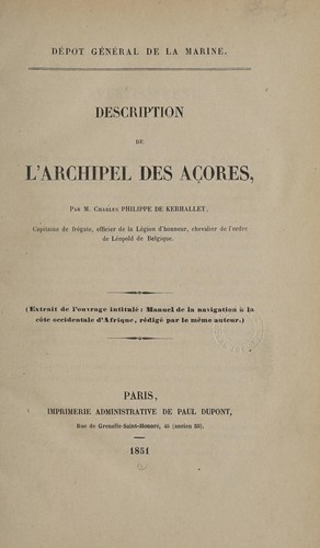 Cover for Description de l'archipel des Açores