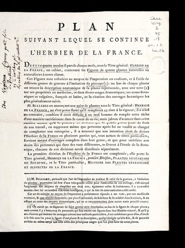 Cover for Plan suivant lequel se continue l'Herbier de la France
