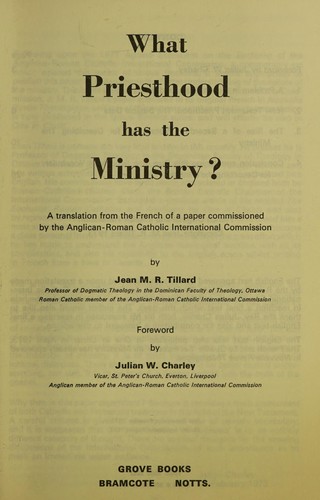 Cover for What Priesthood Has The Ministry