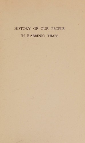 Cover for History of our people in Rabbinic times