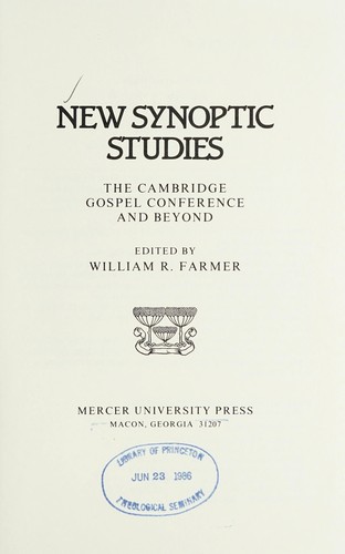 Cover for New synoptic studies