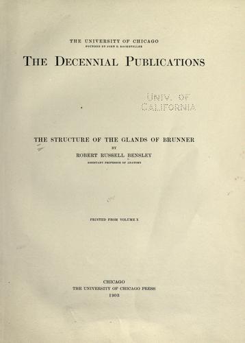 Cover for The structure of the glands of Brunner
