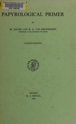 Cover for Papyrological primer