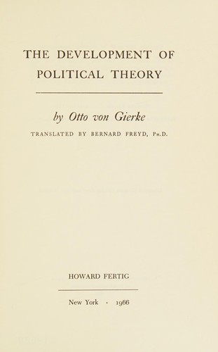 Cover for The development of political theory.