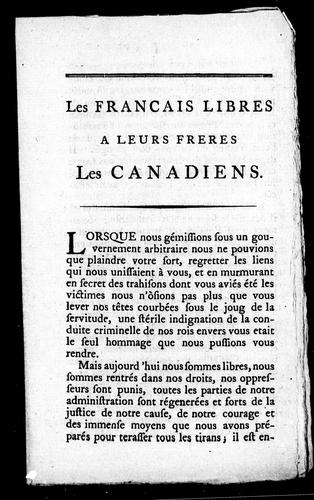 Cover for Les Français libres à leurs frères les Canadiens