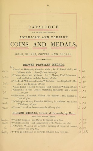 Cover for Catalogue of a valuable collection of American and foreign coins and medals in gold, silver, copper, and bronze