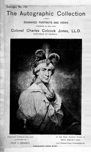 Cover for Catalogue of the valuable autographic collection and engraved portraits and views gathered by the late Charles Colcock Jones
