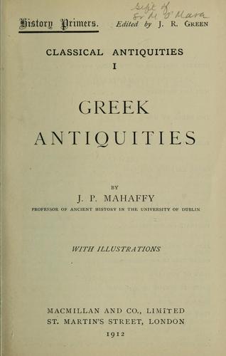 Cover for Greek antiquities