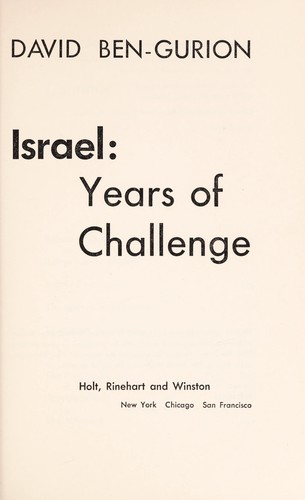 Cover for Israel Years of Challenge