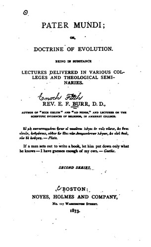 Cover for Pater Mundi: Or, Doctrine of Evolution