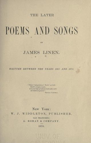Cover for The later poems and songs of James Linen