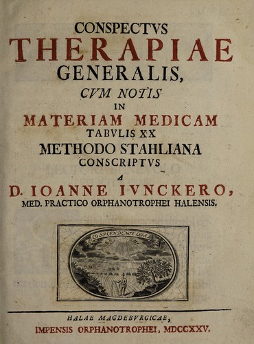 Cover for Conspectus therapiae generalis, cum notis in materiam medicam tabulis XX methodo Stahliana conscriptus