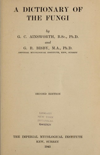 Cover for A dictionary of the fungi