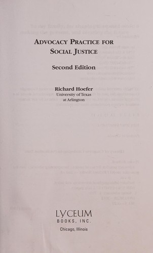 Cover for Advocacy practice for social justice