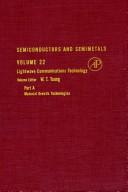 Cover for Semiconductors and Semimetals: Lightwave Communications Technology 