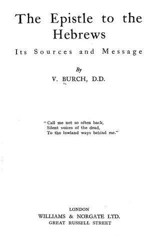 Cover for The Epistle to the Hebrews