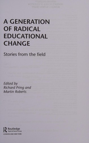 Cover for Generation of Radical Educational Change