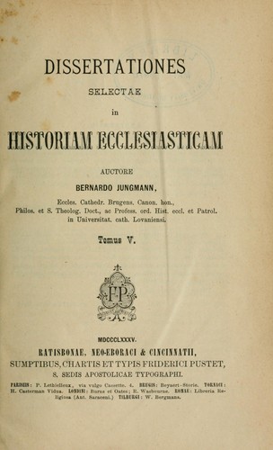 Cover for Dissertationes selectae in historiam ecclesiasticam