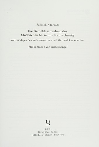 Cover for Die Gemäldesammlung des Städtischen Museums Braunschweig