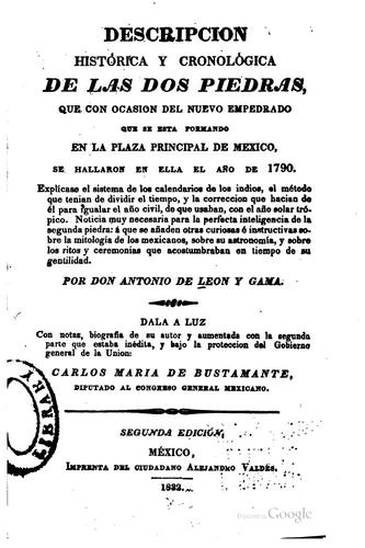 Cover for Descripción histórica y cronológica de las dos piedras que con ocasión del ...