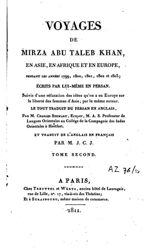 Cover for Voyages de Mirza Abu Taleb Khan en Asie, en Afrique et en Europe, pendant ...