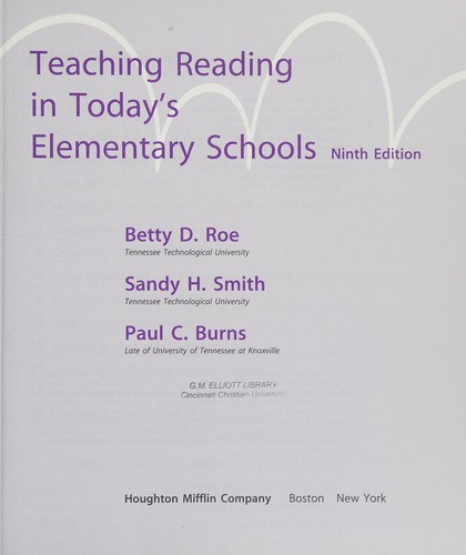 Cover for Teaching reading in today's elementary schools