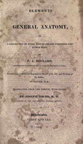 Cover for Elements of general anatomy, or, A description of every kind of organs composing the human body.