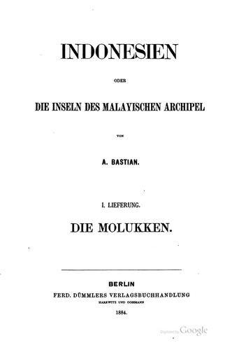 Cover for Indonesien: Oder, die Inseln des malayischen Archipel