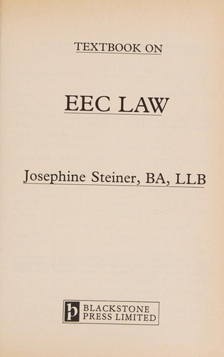 Cover for Textbook on EEC law